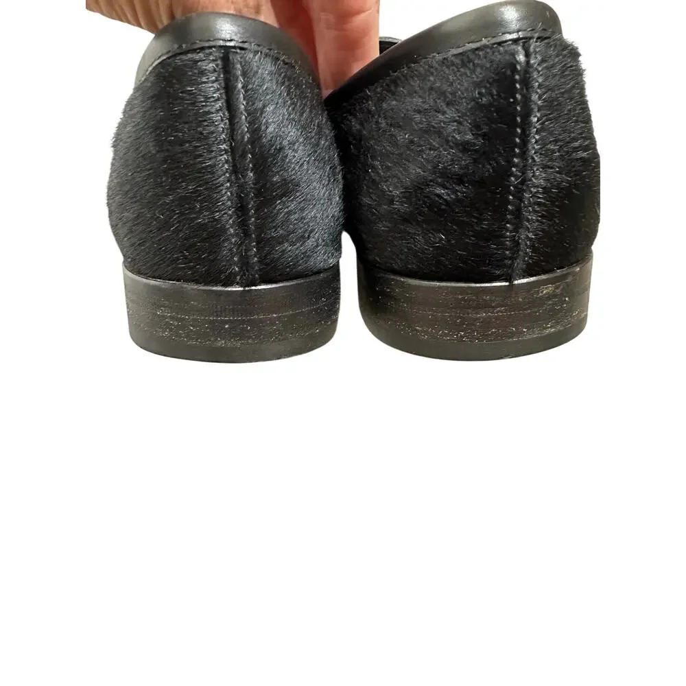 Salvatore Ferragamo Pony Hair Horse Bit Loafers Men's Black Size 8D